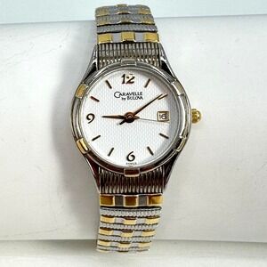 Caravelle by Bulova Vintage Women's Two Tone Watch Date Stretch Band Quartz